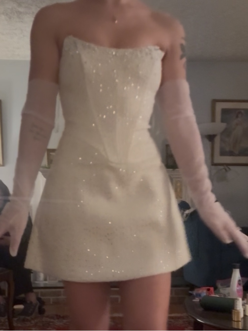 Tweed Corset Mini Dress- White - Meshki Lorrie dress bridal